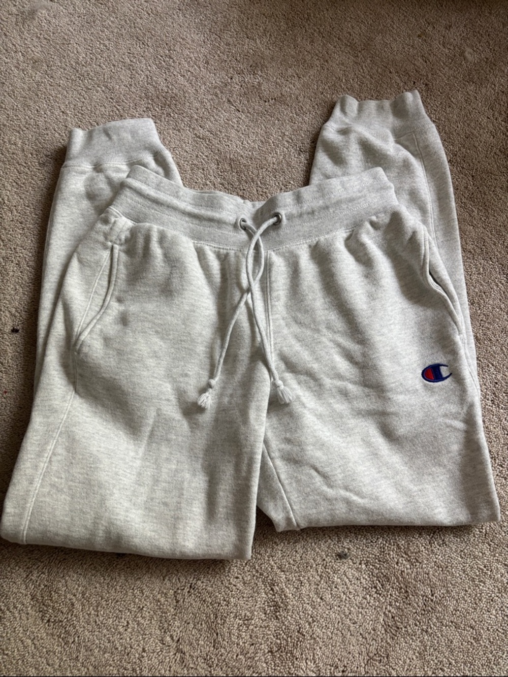Champion Reverse Weave Light Gray Drawcord Joggers